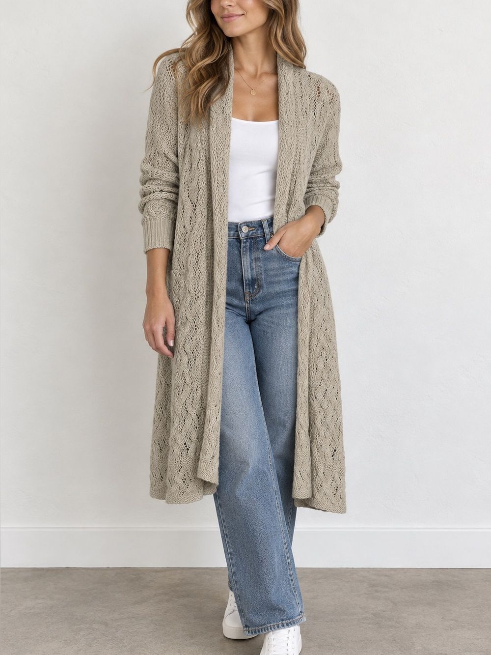 Tommy Bahama Linen Cotton Open Front Cardigan Sweater In Oatmeal Size M
